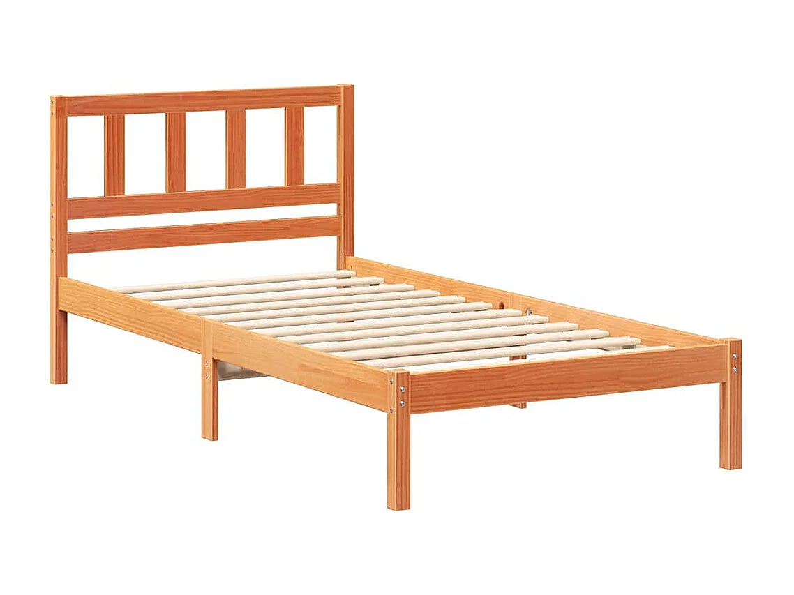 Estructura de cama con cabecera Marrón cera 90 x 200 cm