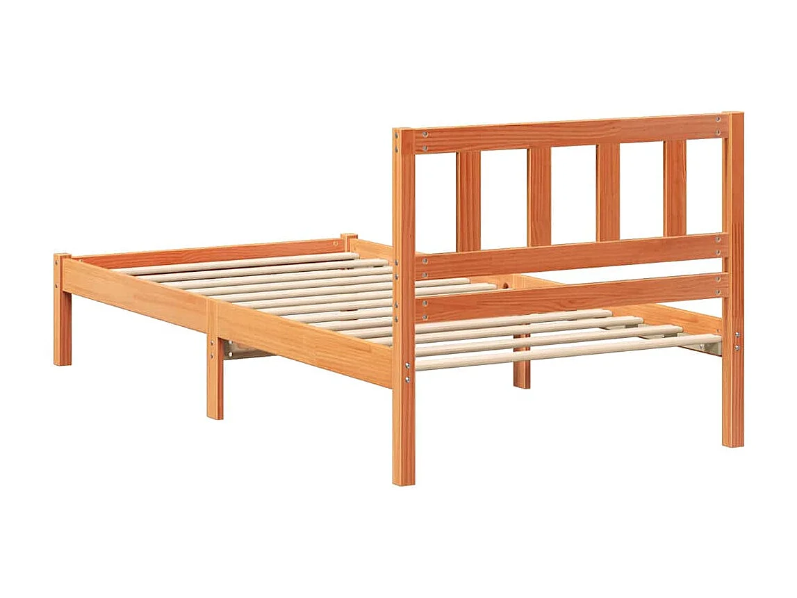 Estructura de cama con cabecera Marrón cera 90 x 200 cm