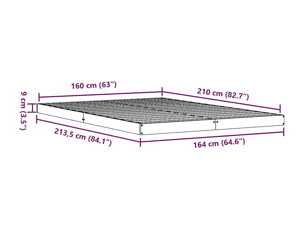 Bedframe Wit 160 x 210 cm Massief grenenhout