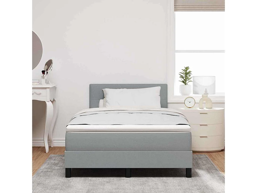 Cama box spring con colchón Gris Claro 120 x 200 cm tela