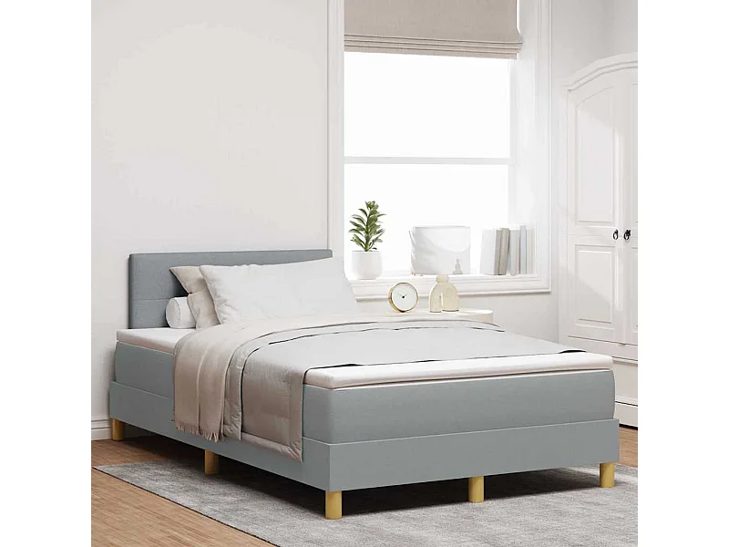 Cama box spring con colchón Gris Claro 120 x 200 cm tela