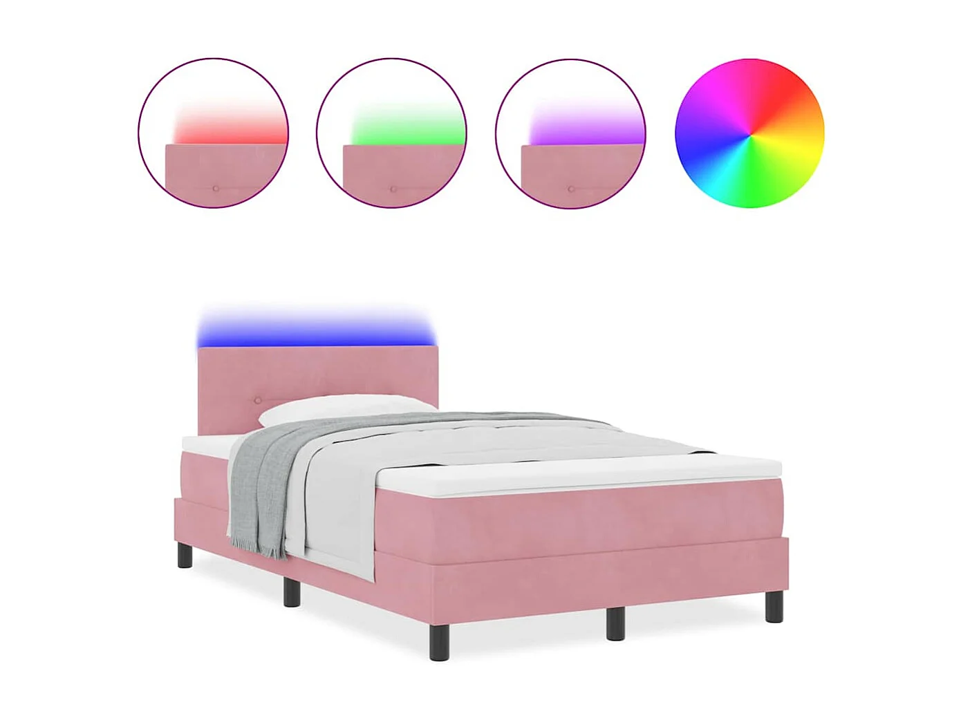 Cama Box com cabeceira Rosa 120 x 200 cm Veludo