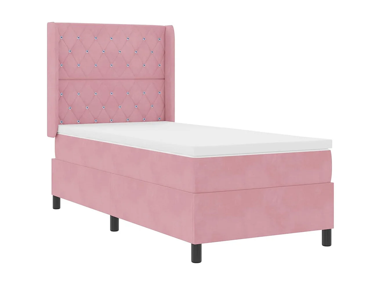 Cama tipo Box Spring con cabecera Rosa 90 x 190 cm Terciopelo