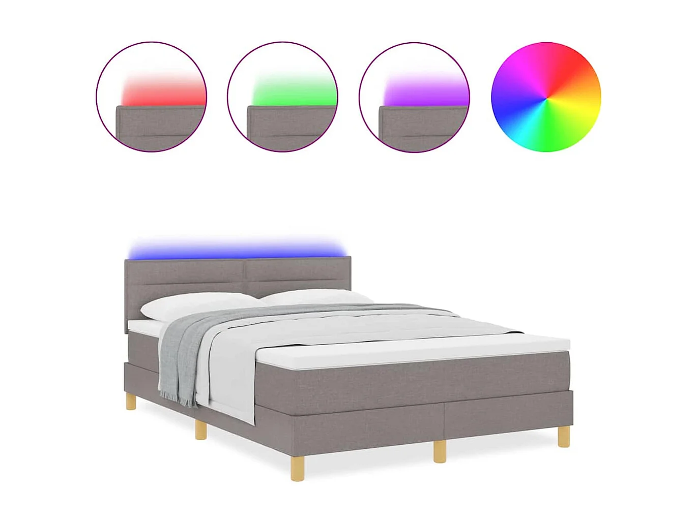 Cadre de lit avec matelas Taupe 160 x 200 cm tissu