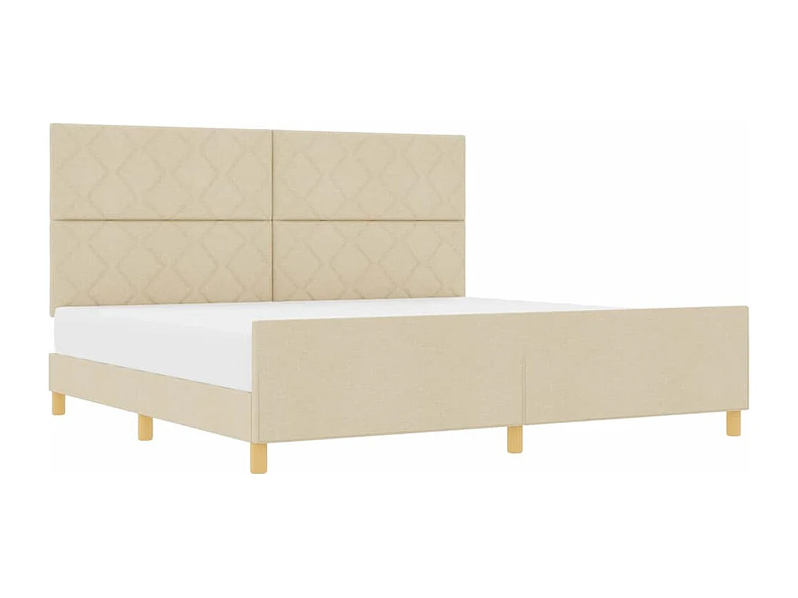 Cadre de lit avec tête de lit Crème 200 x 200 cm tissu