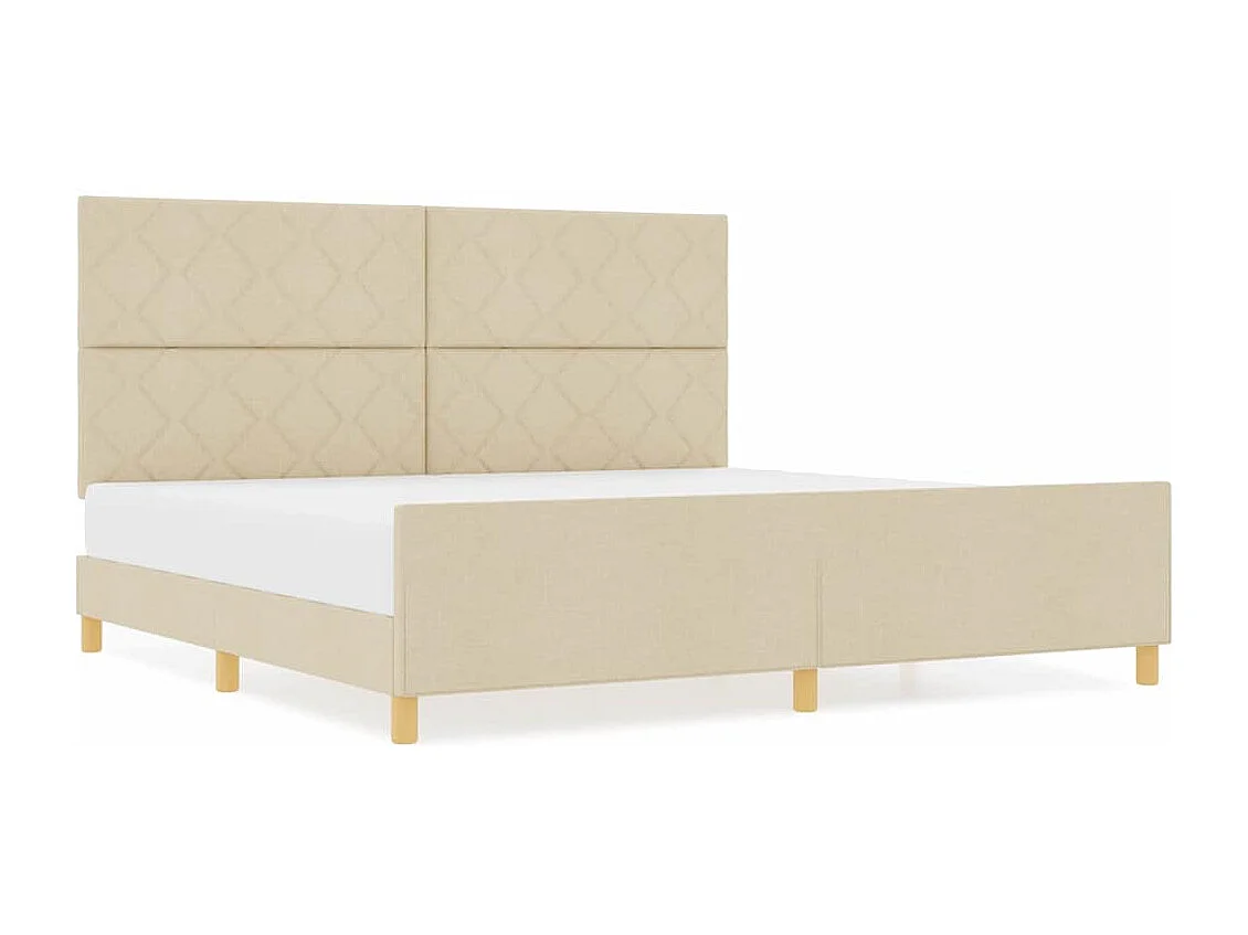 Cadre de lit avec tête de lit Crème 200 x 200 cm tissu