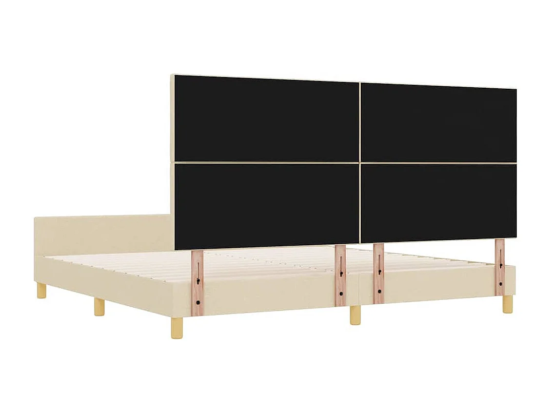 Cadre de lit avec tête de lit Crème 200 x 200 cm tissu