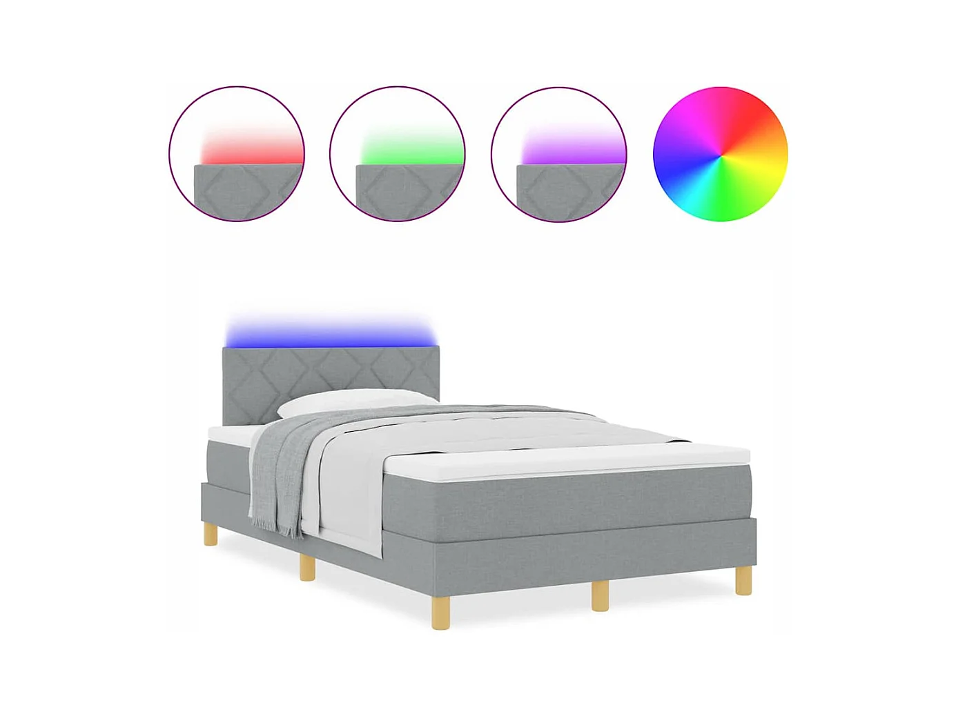 Cadre de lit avec matelas Gris clair 120 x 200 cm tissu