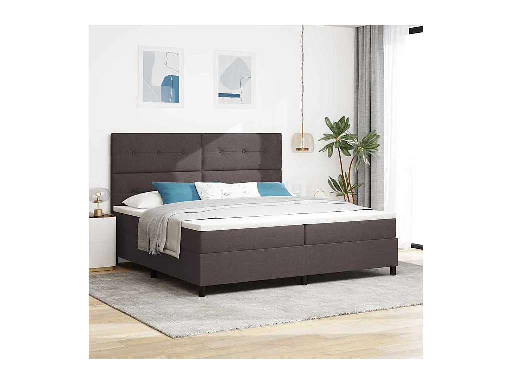 Boxspring bed met matras Donkerbruin 200 x 200 cm Stof