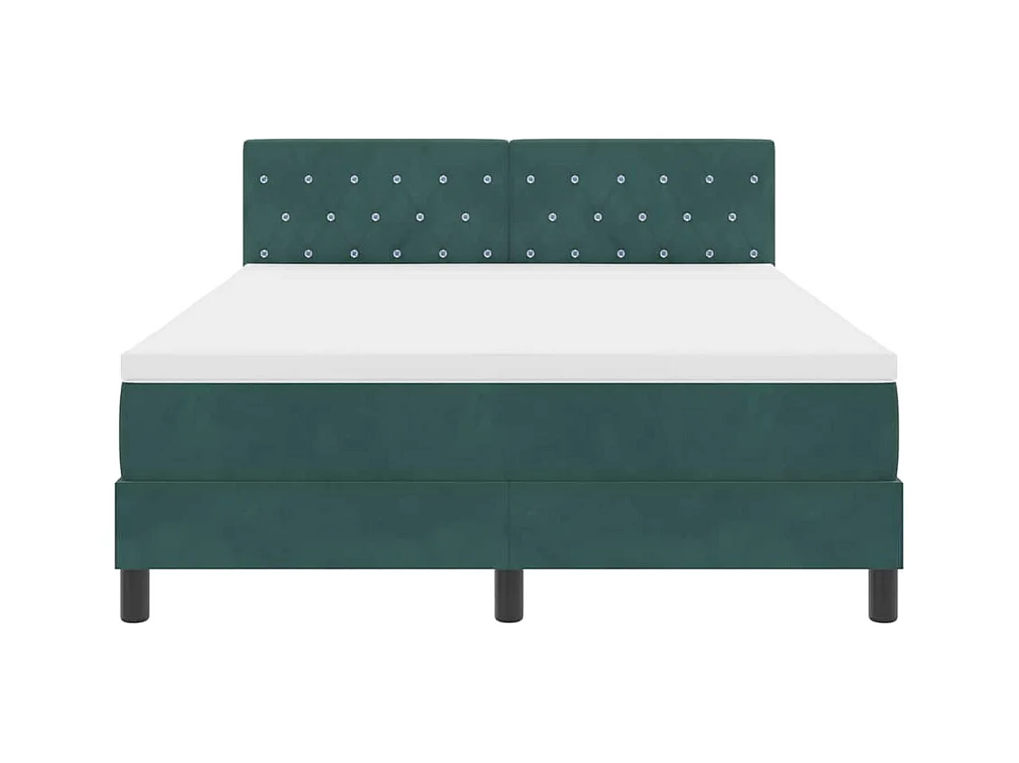 Cadre de lit avec matelas Vert foncé 160 x 200 cm Velours
