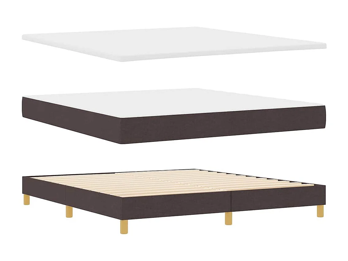 Cama tipo Box Spring Marrón oscuro y Blanco 180 x 200 cm