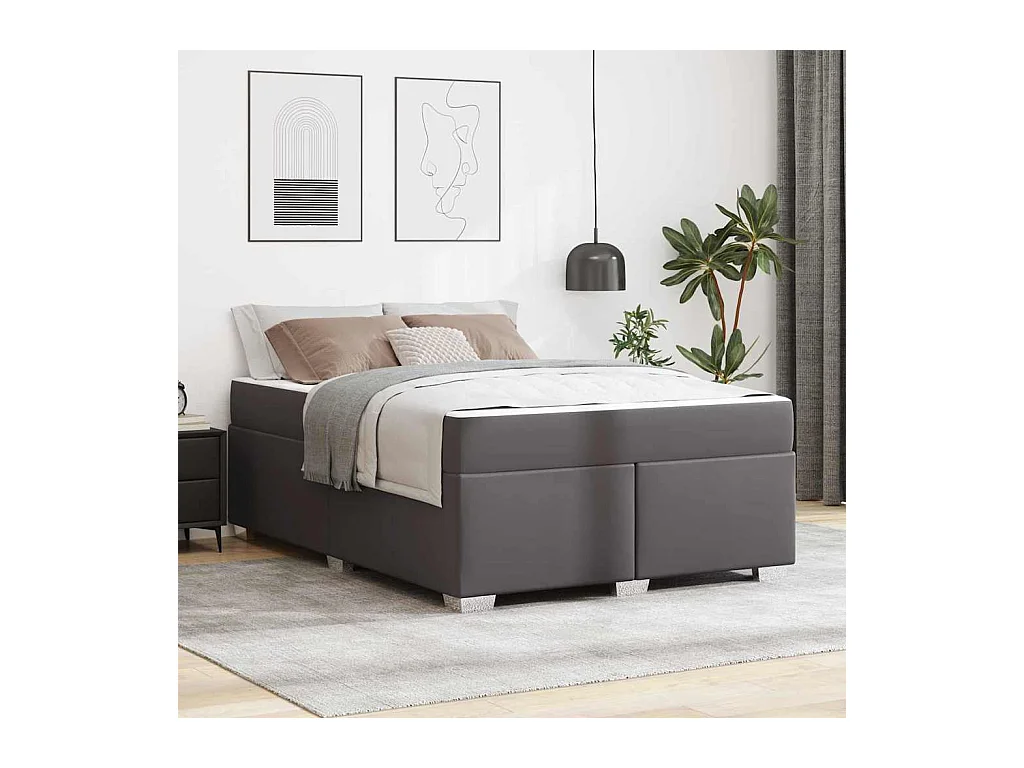 Cadre de lit Gris 160 x 200 cm Faux cuir