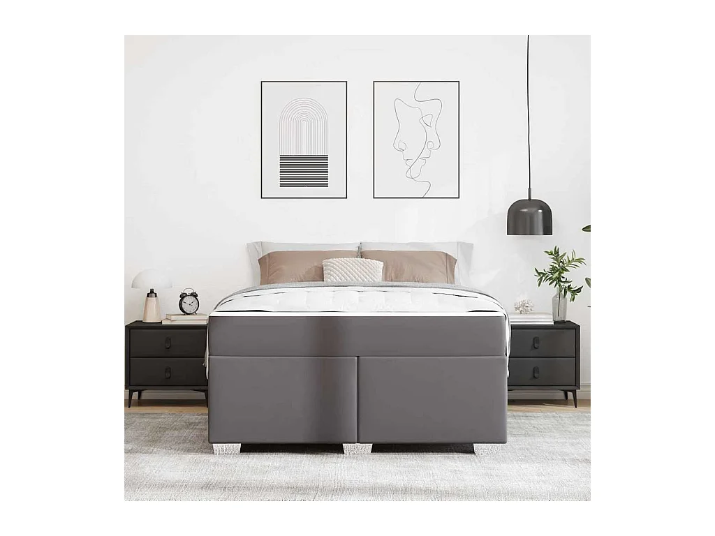 Cadre de lit Gris 160 x 200 cm Faux cuir