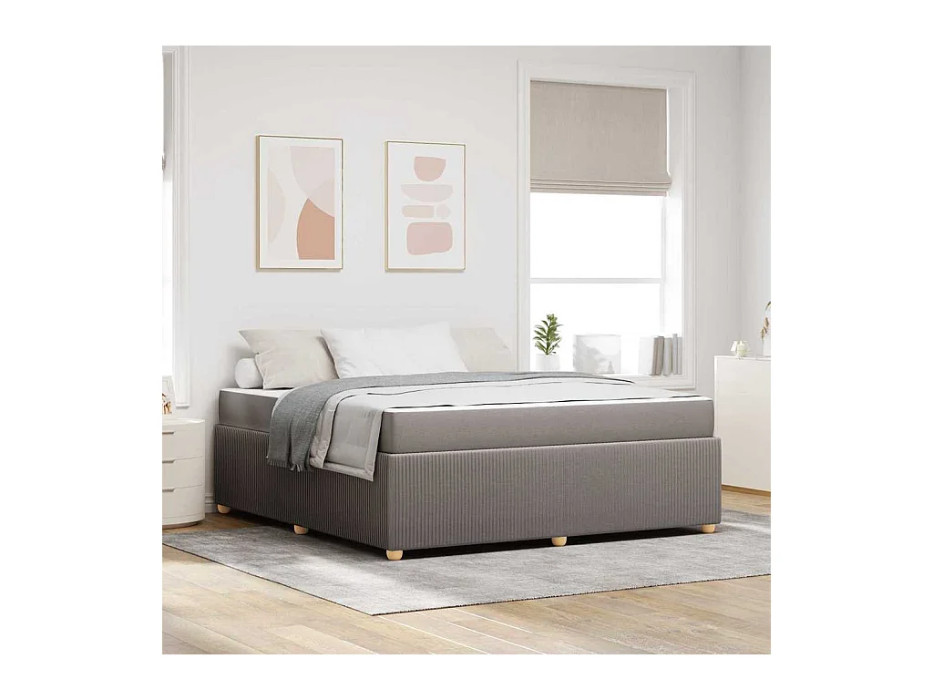 Cadre de lit avec matelas avec matelas Taupe 180 x 200 cm tissu