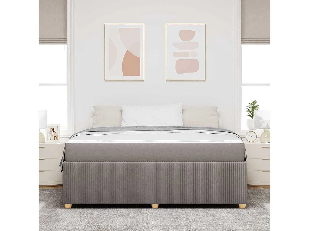Cadre de lit avec matelas avec matelas Taupe 180 x 200 cm tissu