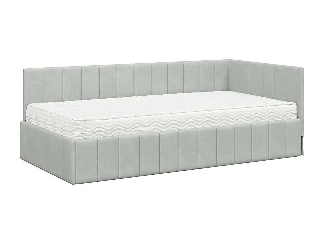 Cadre de lit d'angle Gris clair 100 x 200 cm Velours