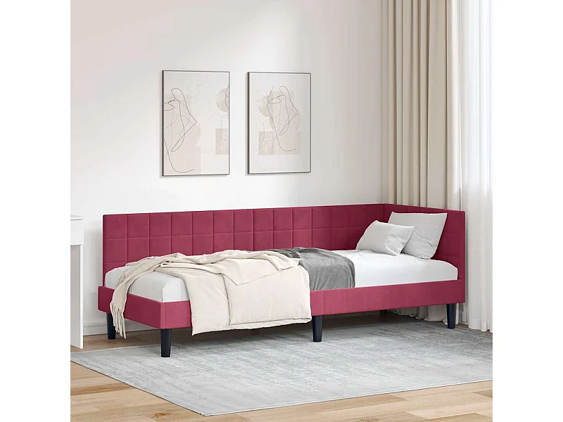 Cadre de lit d'angle Rouge bordeaux 80 x 200 cm Velours