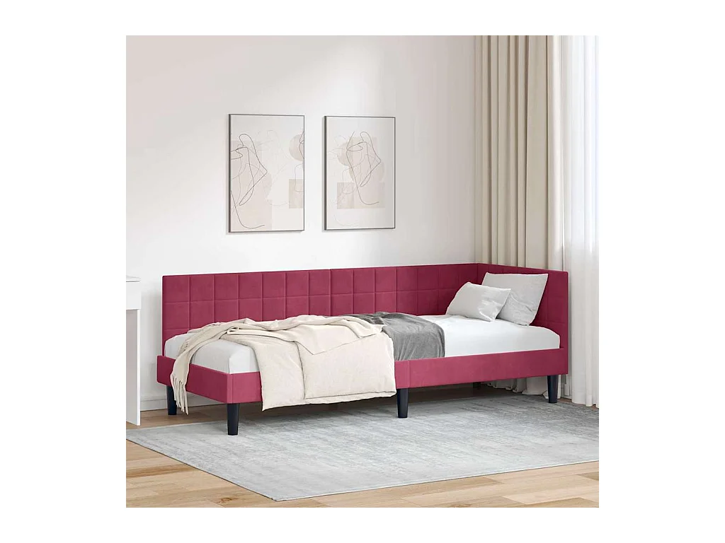 Cadre de lit d'angle Rouge bordeaux 80 x 200 cm Velours