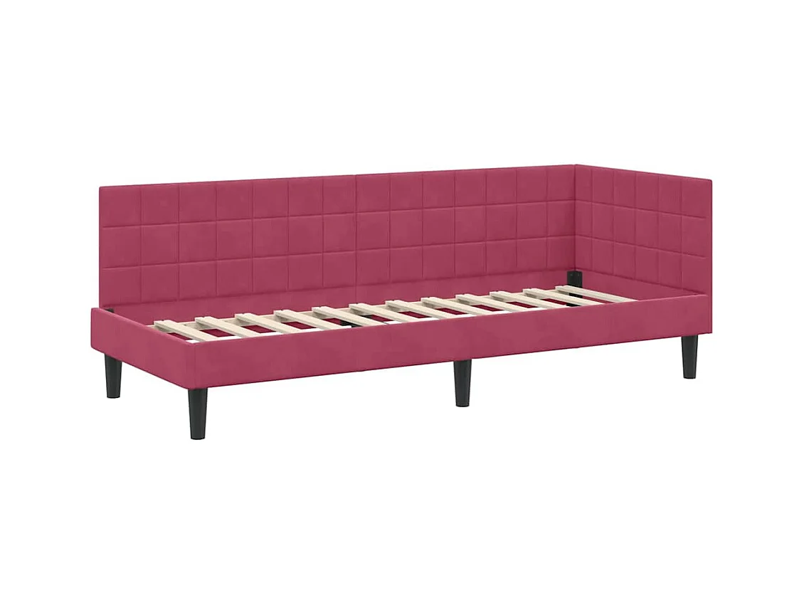 Cadre de lit d'angle Rouge bordeaux 80 x 200 cm Velours