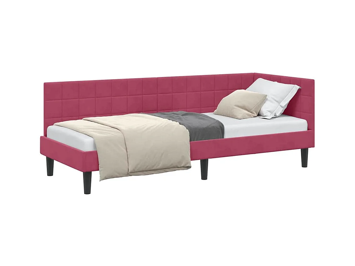 Cadre de lit d'angle Rouge bordeaux 80 x 200 cm Velours