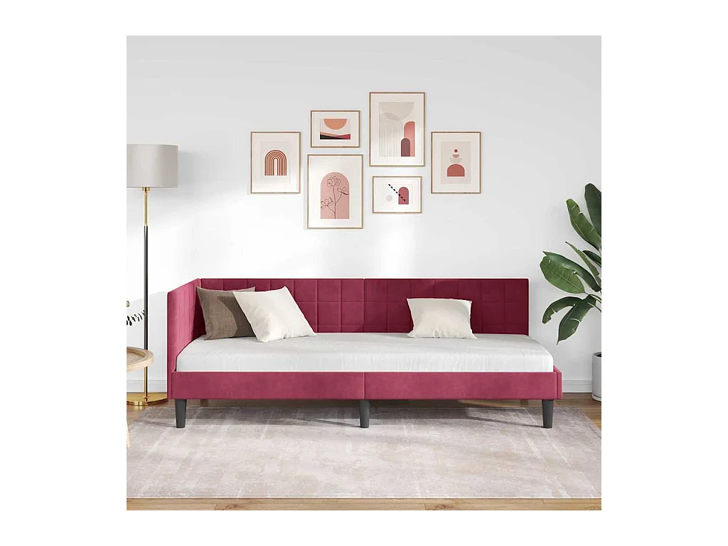 Cadre de lit d'angle Rouge bordeaux 80 x 200 cm Velours