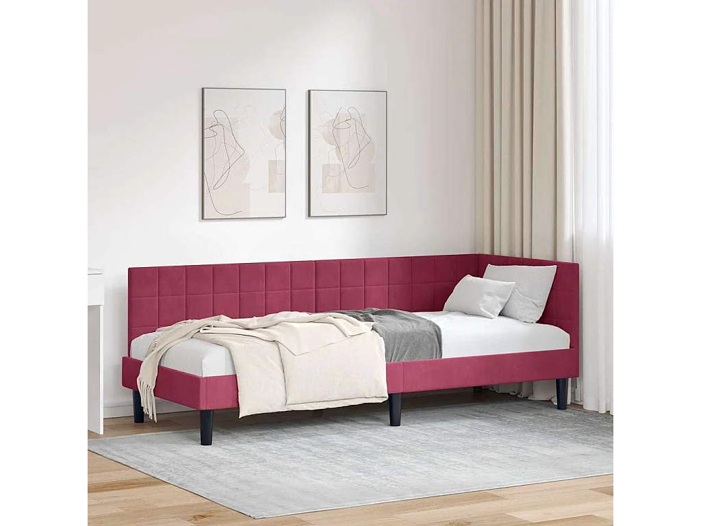 Cadre de lit d'angle Rouge bordeaux 80 x 200 cm Velours