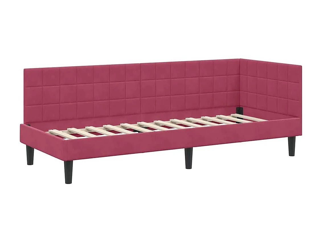 Cadre de lit d'angle Rouge bordeaux 80 x 200 cm Velours