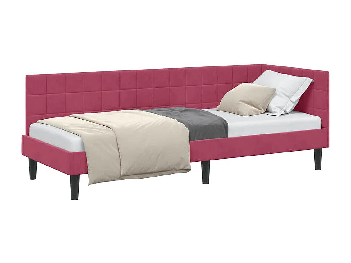 Cadre de lit d'angle Rouge bordeaux 80 x 200 cm Velours