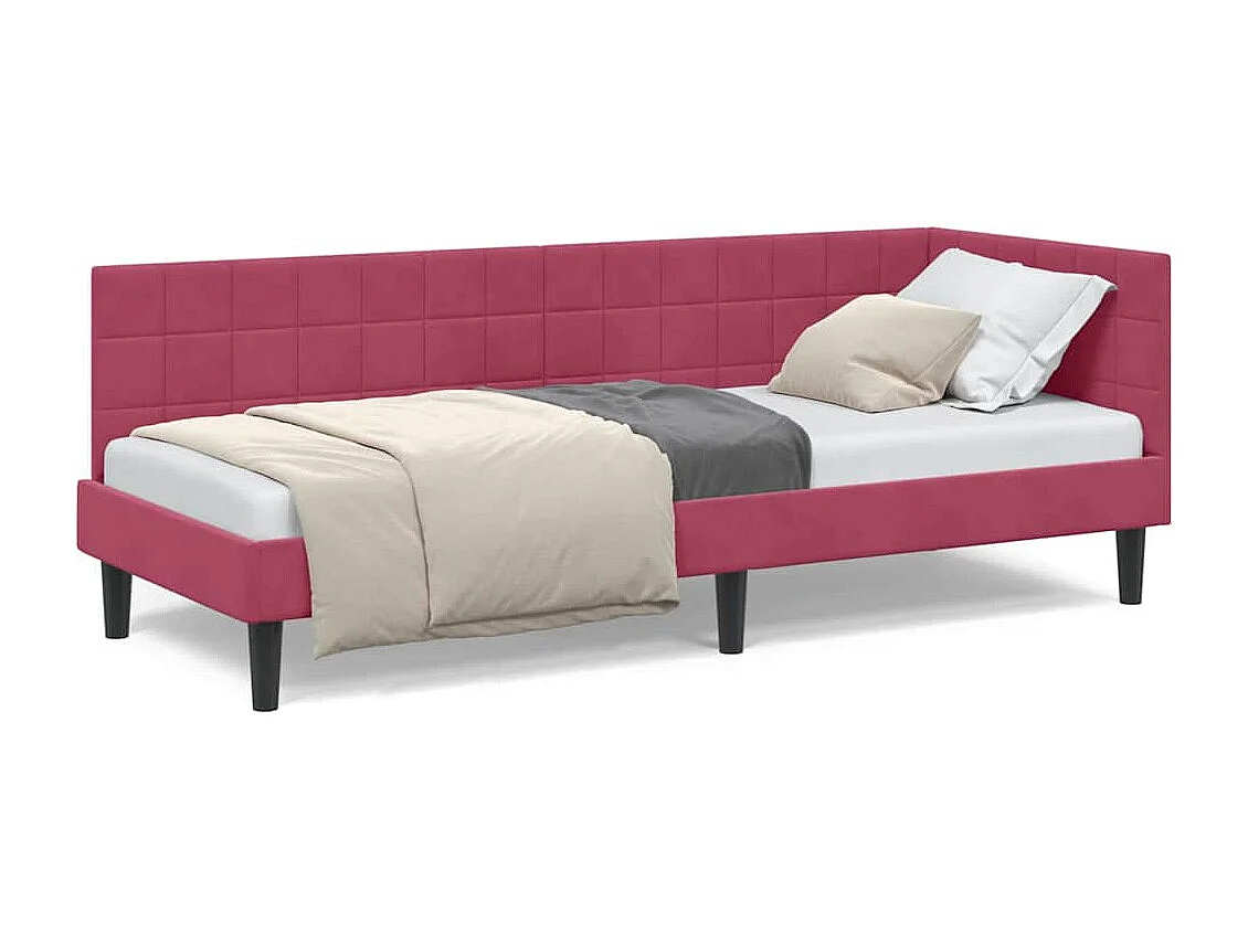 Cadre de lit d'angle Rouge bordeaux 80 x 200 cm Velours