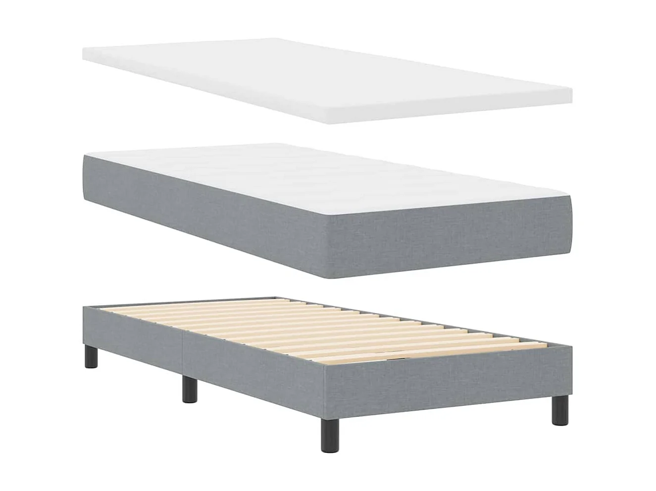 Cama box spring con colchón con colchón Gris claro 90 x 200 cm