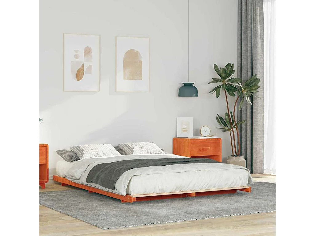 Estructura de cama Marrón cera 140 x 210 cm