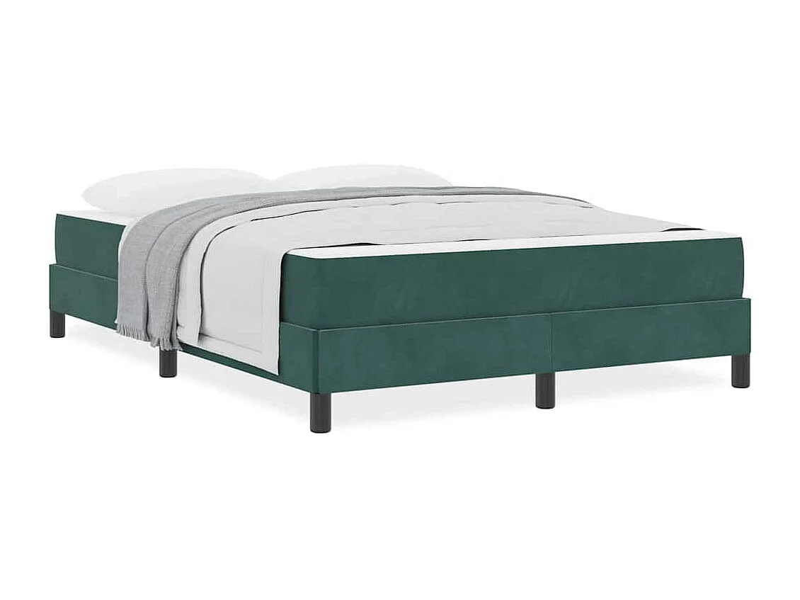 Cadre de lit avec matelas Vert foncé 140 x 210 cm Velours