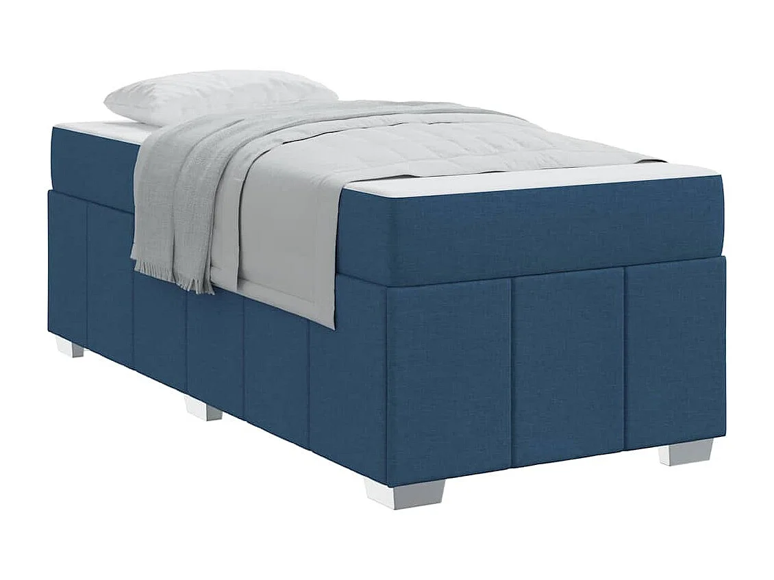 Cadre de lit avec matelas Bleu 90 x 190 cm tissu