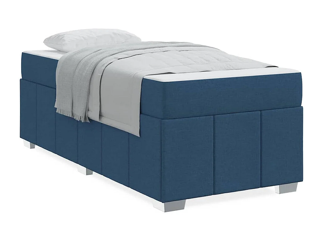 Cadre de lit avec matelas Bleu 90 x 190 cm tissu