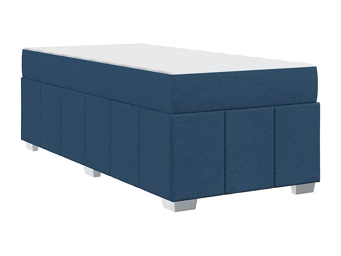 Cadre de lit avec matelas Bleu 90 x 190 cm tissu