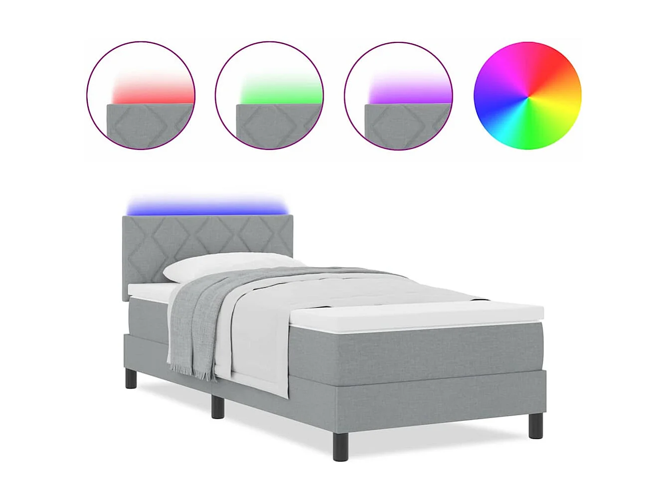 Boxspring bed met matras Lichtgrijs 90 x 200 cm Stof