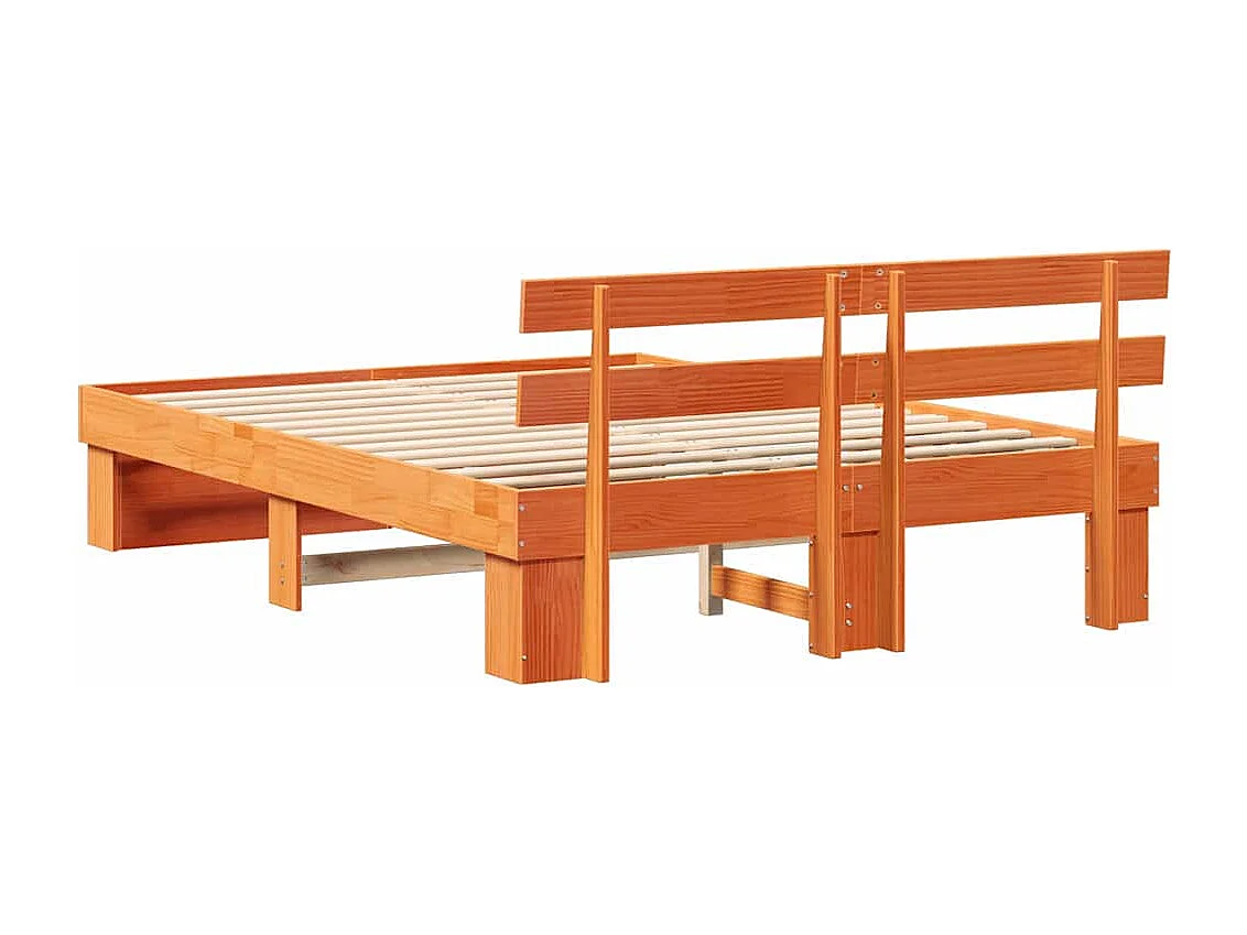 Estrutura da Cama com cabeceira Castanho-mel 160 x 200 cm