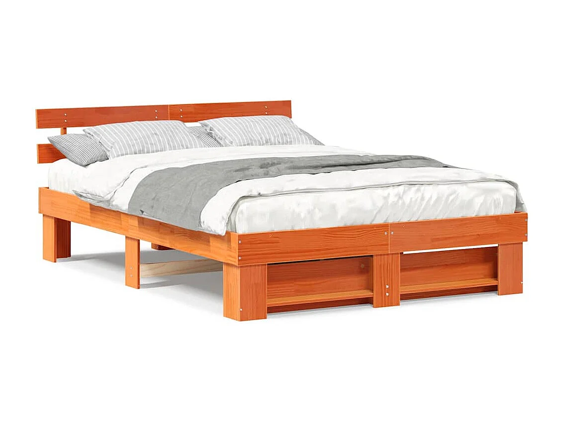 Cadre de lit Marron cire 160 x 200 cm Bois massif en pin