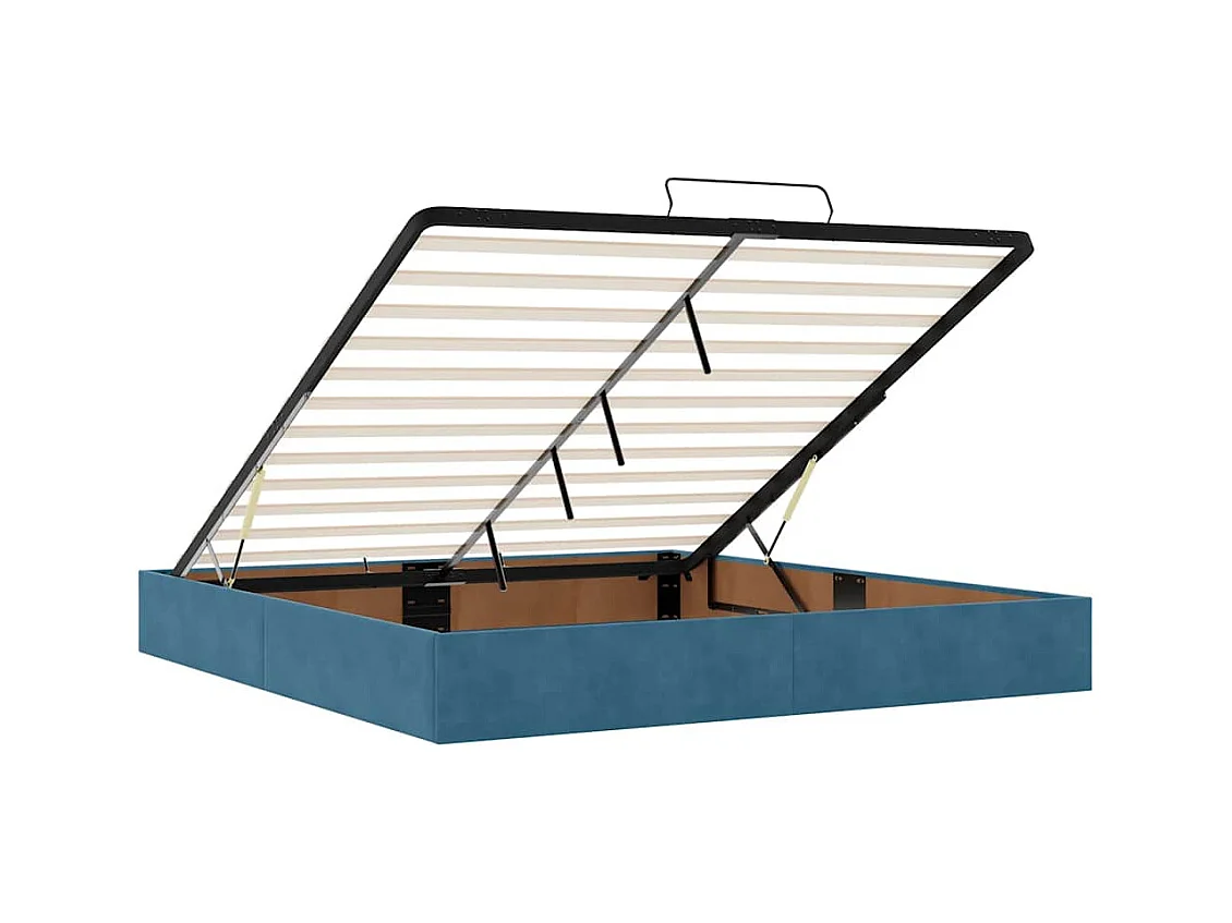 Cadre de lit ottoman avec matelas bleu foncé 200x200 cm velours