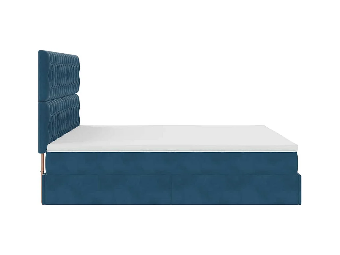Cadre de lit ottoman avec matelas bleu foncé 200x200 cm velours