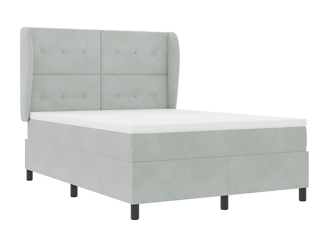 Cama tipo Box Spring Gris claro 140 x 190 cm Terciopelo