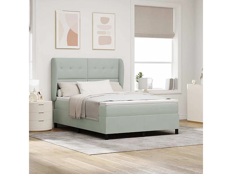 Cama tipo Box Spring Gris claro 140 x 190 cm Terciopelo