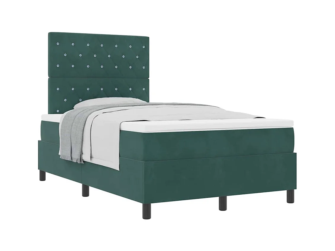Cama tipo Box Spring Verde oscuro 120 x 190 cm Terciopelo