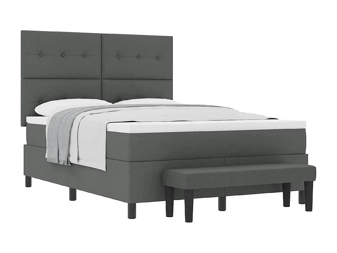 Cama Box com colchão Cinza Escuro 160 x 200 cm tecido