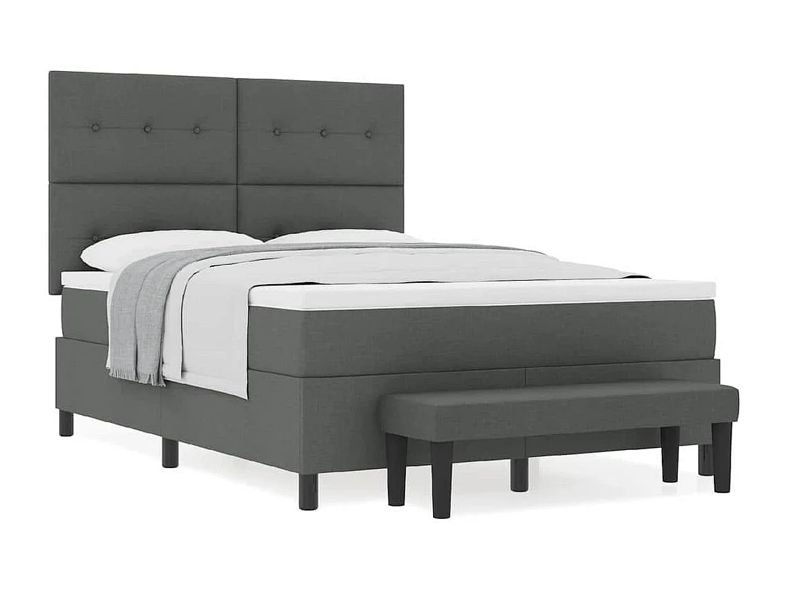 Cama Box com colchão Cinza Escuro 160 x 200 cm tecido