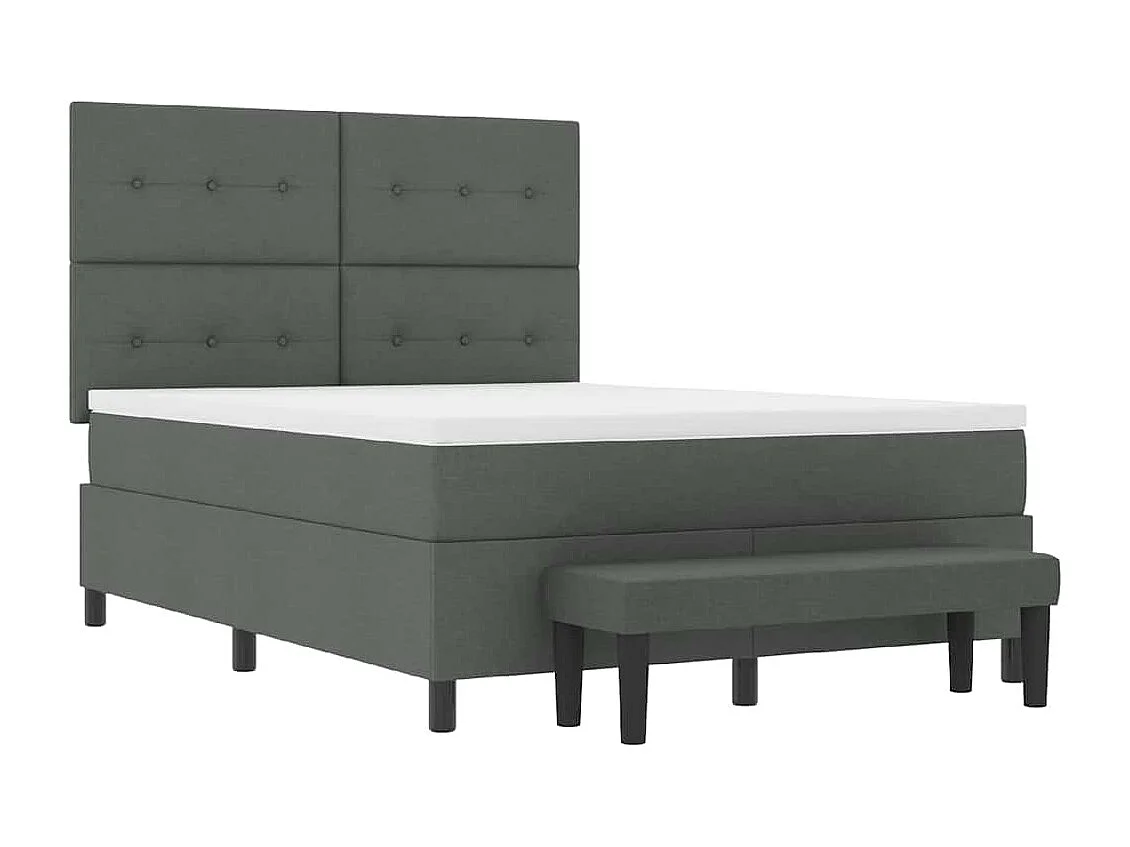 Cama Box com colchão Cinza Escuro 160 x 200 cm tecido