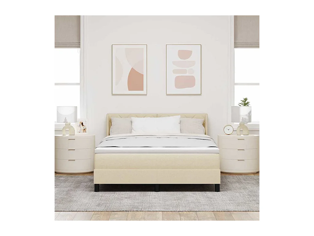 Cadre de lit avec matelas avec matelas Crème 160 x 200 cm