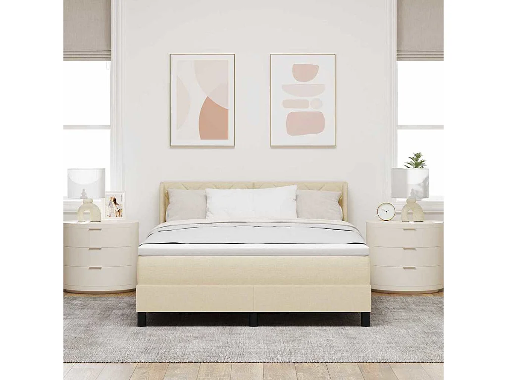 Cadre de lit avec matelas avec matelas Crème 160 x 200 cm