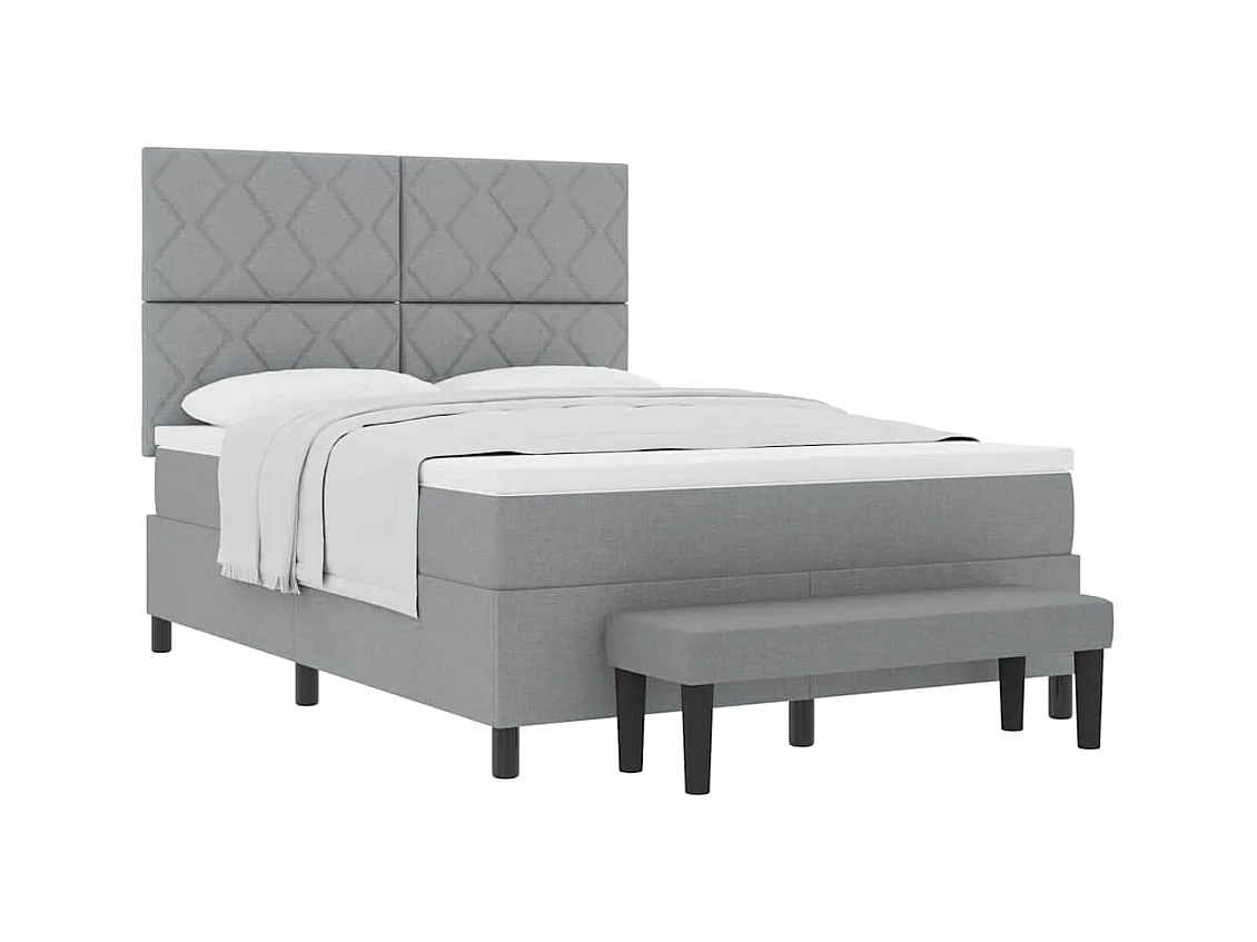 Cama tipo Box Spring con colchón Gris Claro 140 x 200 cm tela