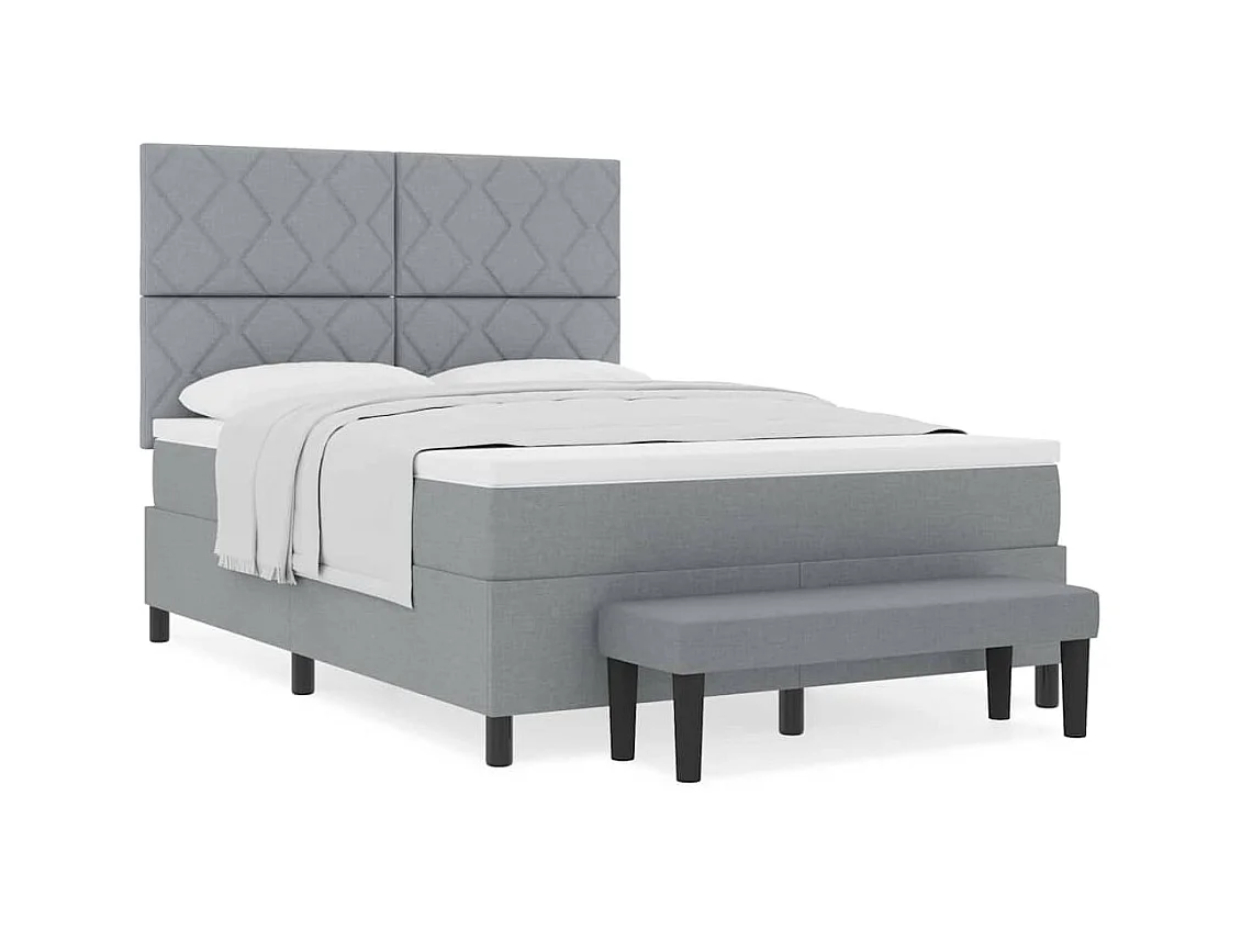 Cama tipo Box Spring con colchón Gris Claro 140 x 200 cm tela